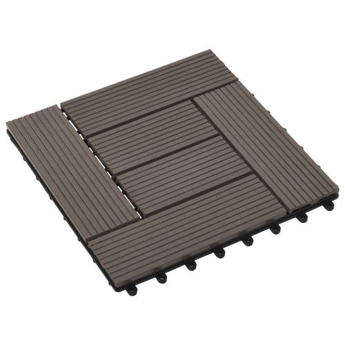 Carreaux de terrasse 22 pcs 30 x 30 cm 2 m² WPC Marron foncé - Photo n°3; ?>