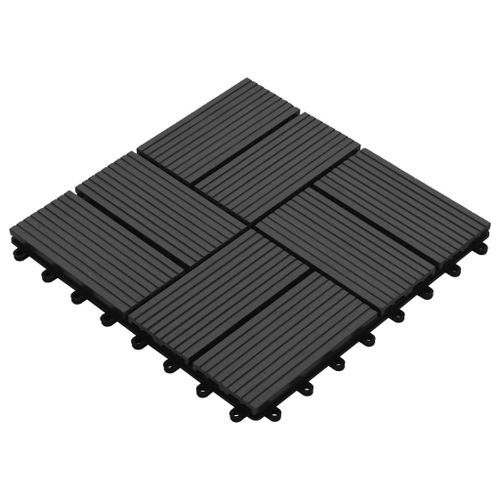 Carreaux de terrasse 22 pcs 30 x 30 cm 2 m² WPC Noir 2 - Photo n°3; ?>