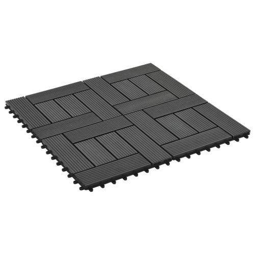 Carreaux de terrasse 22 pcs 30 x 30 cm 2 m² WPC Noir 3 - Photo n°2; ?>