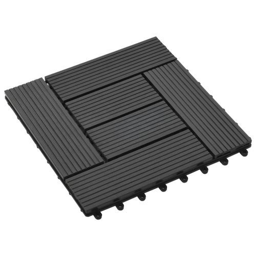 Carreaux de terrasse 22 pcs 30 x 30 cm 2 m² WPC Noir 3 - Photo n°3; ?>