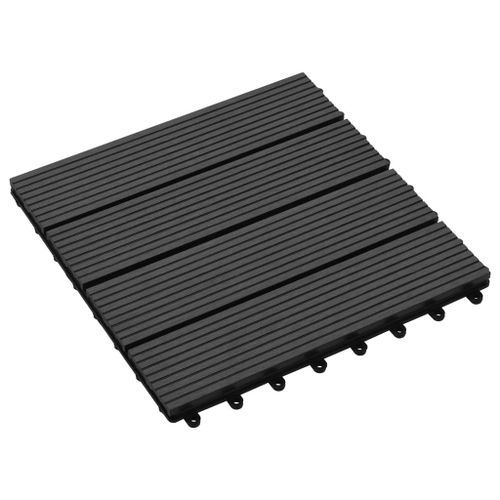 Carreaux de terrasse 22 pcs 30 x 30 cm 2 m² WPC Noir - Photo n°3; ?>