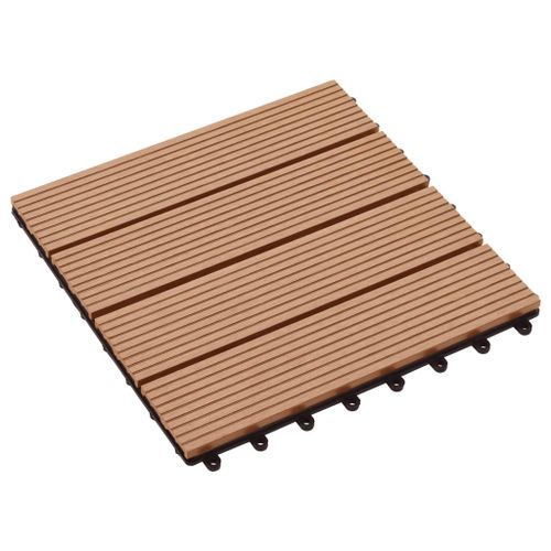 Carreaux de terrasse 22 pcs 30 x 30 cm 2 m² WPC Teck 3 - Photo n°3; ?>