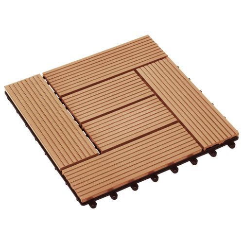 Carreaux de terrasse 22 pcs 30 x 30 cm 2 m² WPC Teck 2 - Photo n°3; ?>
