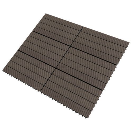 Carreaux de terrasse 6 pcs WPC 60x30 cm 1,08 m² Marron foncé - Photo n°2; ?>