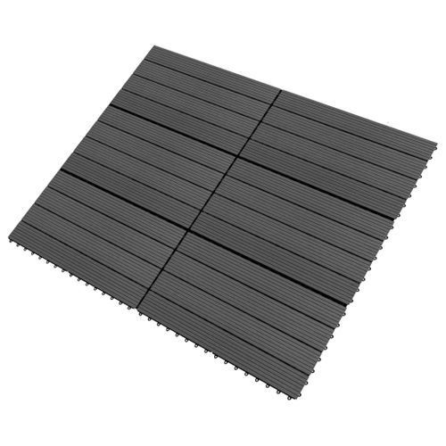 Carreaux de terrasse 6 pcs WPC 60x30 cm 1,08 m² Noir - Photo n°2; ?>