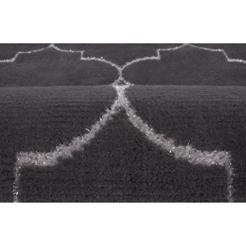 CASA Tapis de salon - 150 x 200 cm - Gris et argent - Motif treillis - Poils courts - Photo n°2; ?>