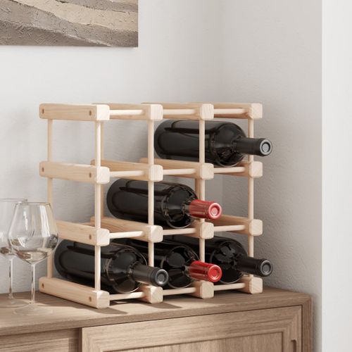 Casier à vin pour 12 bouteilles 36x23x36 cm bois massif de pin - Photo n°2; ?>