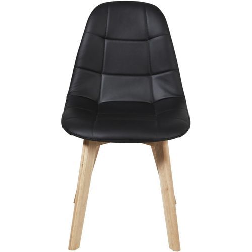 Chaise scandinave simili cuir noir capitonné et bois naturel Kiba - Lot de 4 - Photo n°2; ?>