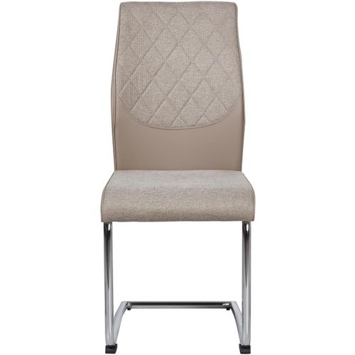 Chaise design tissu beige clair et métal chromé Bekam - Lot de 4 - Photo n°2; ?>