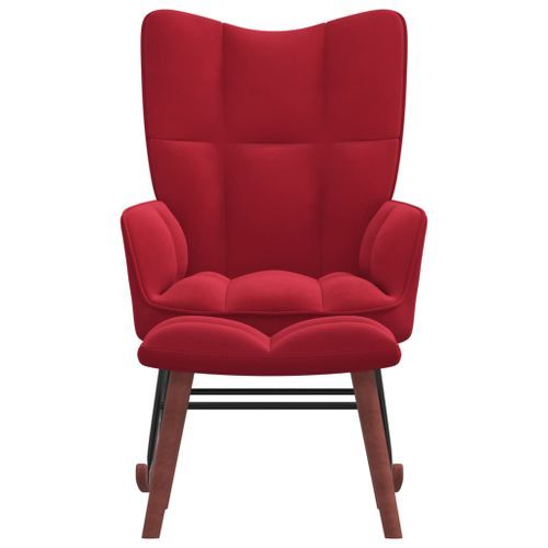 Chaise à bascule avec repose-pied Rouge bordeaux Velours - Photo n°3; ?>
