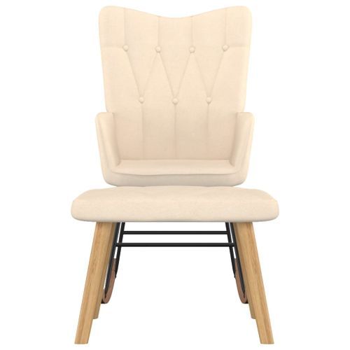 Chaise à bascule avec tabouret Crème Tissu - Photo n°2; ?>