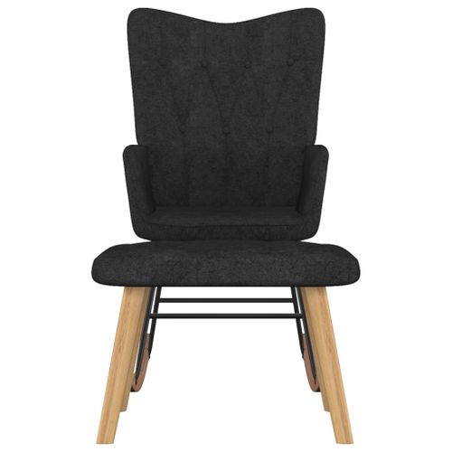 Chaise à bascule avec tabouret Noir Tissu 2 - Photo n°2; ?>