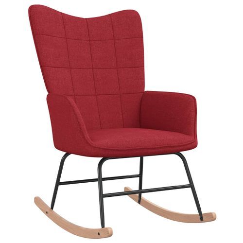 Chaise à bascule avec tabouret Rouge bordeaux Tissu - Photo n°3; ?>