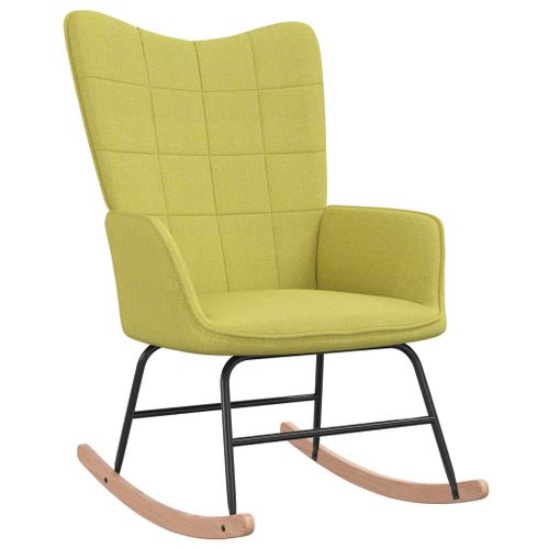 Chaise à bascule avec tabouret Vert Tissu 2 - Photo n°2; ?>