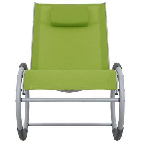 Chaise à bascule d'extérieur Vert Textilène - Photo n°2; ?>