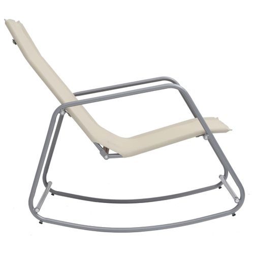 Chaise à bascule de jardin Crème 95x54x85 cm Textilène - Photo n°3; ?>