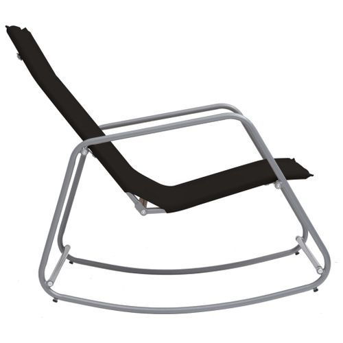Chaise à bascule de jardin Noir 95x54x85 cm Textilène - Photo n°3; ?>
