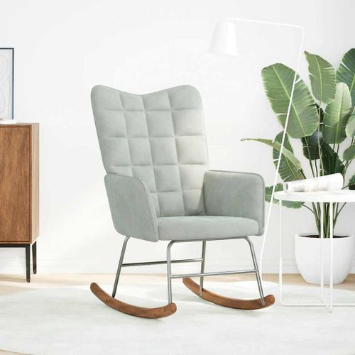 Chaise à bascule Gris clair Velours - Photo n°3; ?>