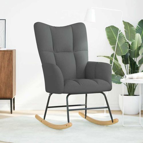 Chaise à bascule Gris foncé Tissu - Photo n°3; ?>