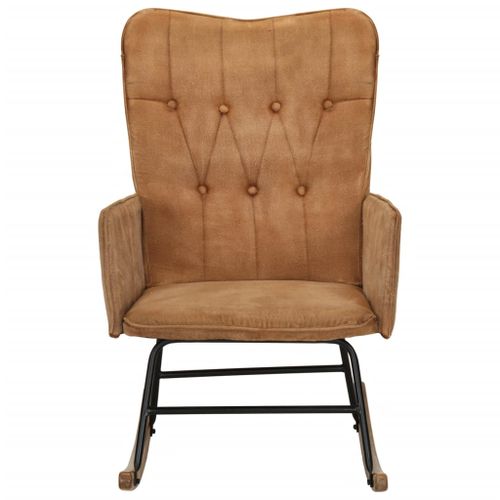 Chaise à bascule marron vintage toile - Photo n°2; ?>