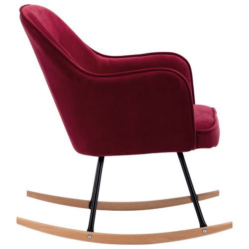 Chaise à bascule Rouge bordeaux Velours 6 - Photo n°3; ?>