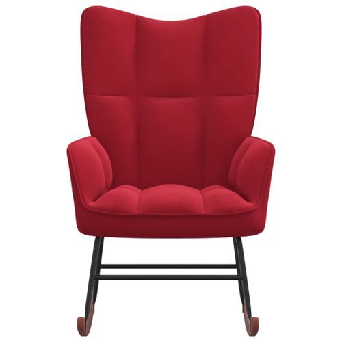 Chaise à bascule Rouge bordeaux Velours 3 - Photo n°3; ?>