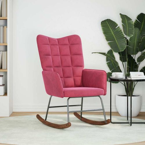 Chaise à bascule Rouge bordeaux Velours - Photo n°3; ?>