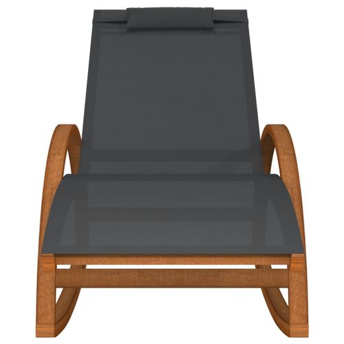 Chaise à bascule textilène gris et bois de peuplier massif - Photo n°3; ?>