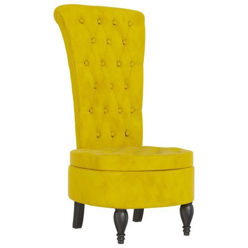 Chaise à dossier haut jaune velours conception de bouton - Photo n°2; ?>