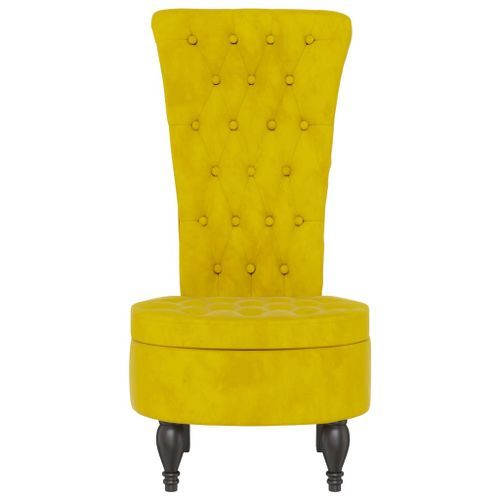 Chaise à dossier haut jaune velours conception de bouton - Photo n°3; ?>