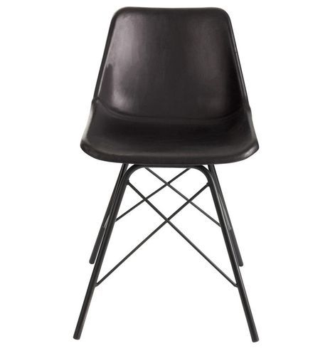 Chaise à manger cuir noir et pieds métal Cinter L 46 cm - Photo n°2; ?>