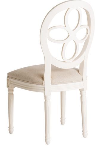 Chaise à manger orme massif et tissu blanc Cira - Photo n°3; ?>