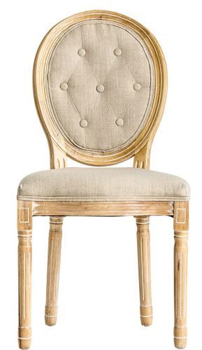Chaise à manger tissu beige et bois d'eucalyptus clair Sellia - Lot de 2 - Photo n°2; ?>