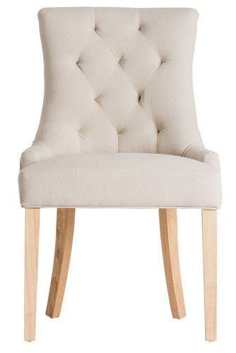 Chaise à manger tissu beige et pieds pin massif clair Keilla 2 - Photo n°2; ?>