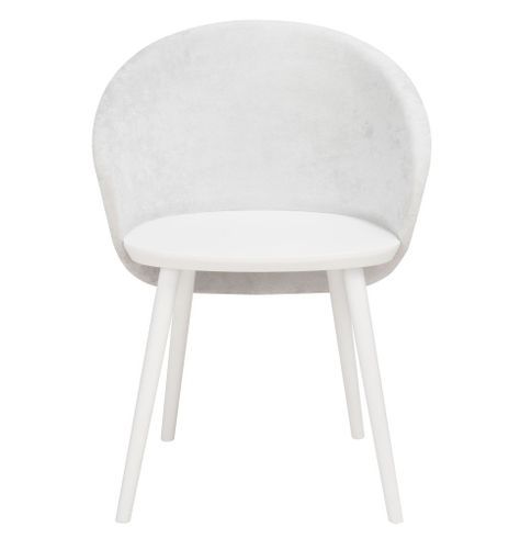 Chaise à manger tissu gris et bois blanc Licia - Lot de 2 - Photo n°2; ?>