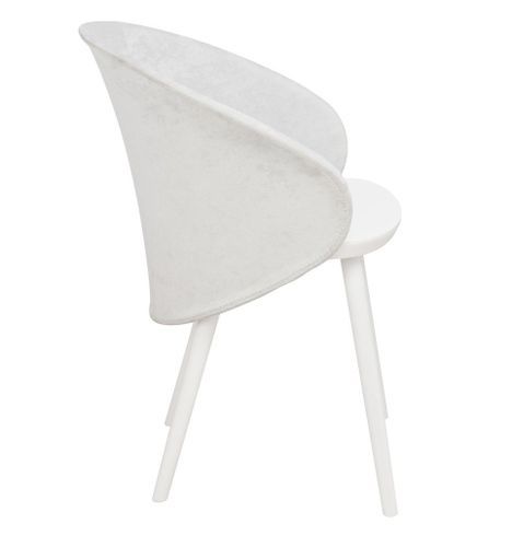 Chaise à manger tissu gris et bois blanc Licia - Lot de 2 - Photo n°3; ?>