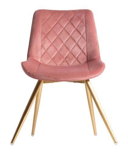 Chaise à manger velours rose et pieds métal doré Ozonn - Photo n°3; ?>