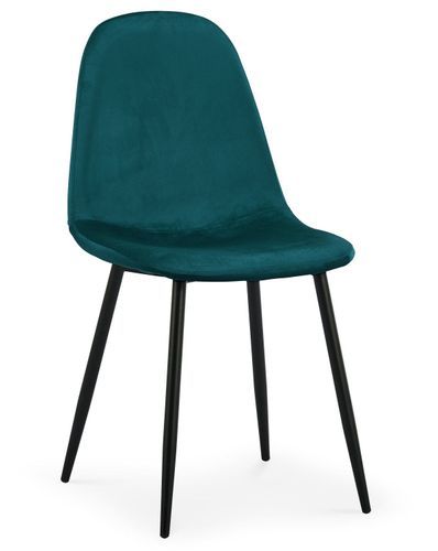 Chaise à manger velours vert pieds métal noir Garo - Lot de 4 - Photo n°2; ?>