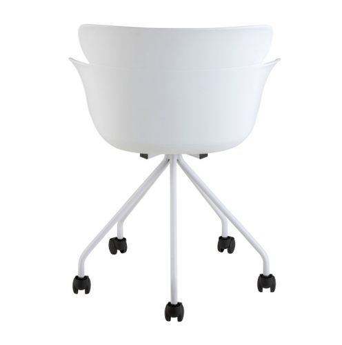 Chaise à roulettes polypropylène blanc Ettis L 56 cm - Photo n°3; ?>