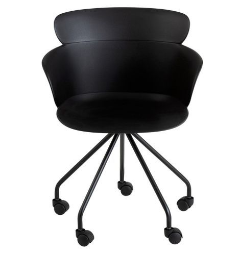 Chaise à roulettes polypropylène noir Ocel L 56 cm - Photo n°2; ?>