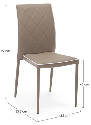 Chaise acier et simili cuir matelassé taupe Achille - Lot de 4 - Photo n°3; ?>