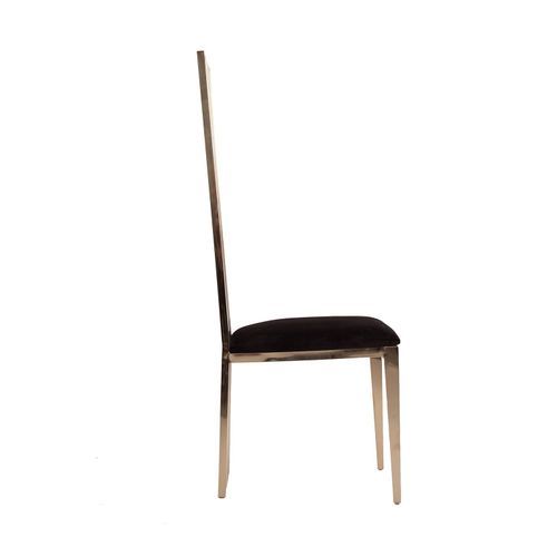 Chaise art déco acier doré et assise tissu noir Malys - Lot de 2 - Photo n°2; ?>