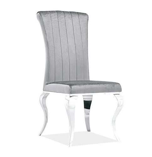 Chaise assise grise et pieds métal brillant Tyko - Lot de 4 - Photo n°2; ?>