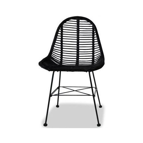 Chaise assise rotin noir et métal noir Noven - Lot de 2 - Photo n°2; ?>