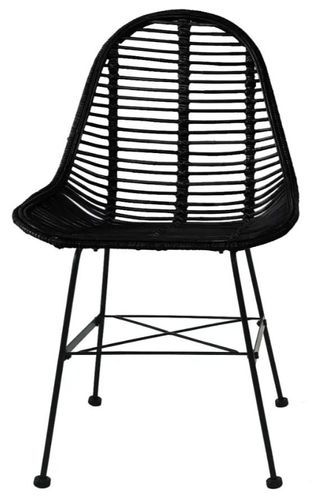 Chaise assise rotin noir et métal noir Noven - Lot de 4 - Photo n°3; ?>
