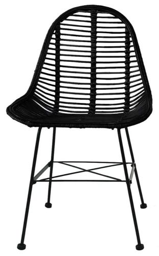 Chaise assise rotin noir et métal noir Noven - Lot de 6 - Photo n°3; ?>