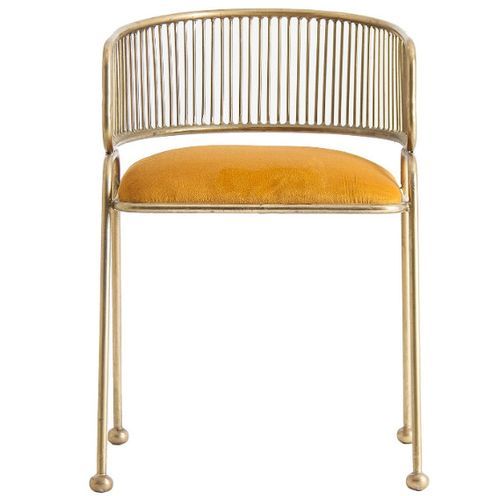 Chaise avec accoudoirs art déco métal doré et velours jaune et métal doré Zug - Lot de 2 - Photo n°2; ?>