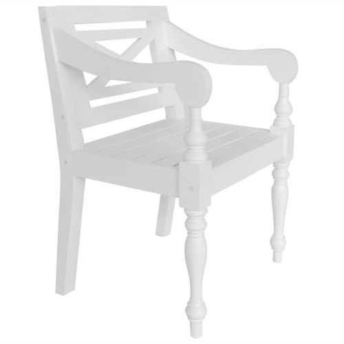 Chaise avec accoudoirs bois acajou massif blanc Gardene - Lot de 2 - Photo n°2; ?>
