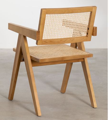 Chaise avec accoudoirs en bois de Frêne clair et osier avec accoudoir Rustand - Photo n°3; ?>