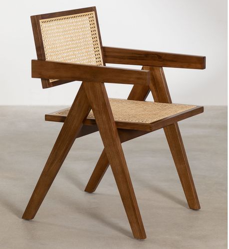 Chaise avec accoudoirs en bois de Frêne foncé et osier avec accoudoir Rustand - Photo n°2; ?>